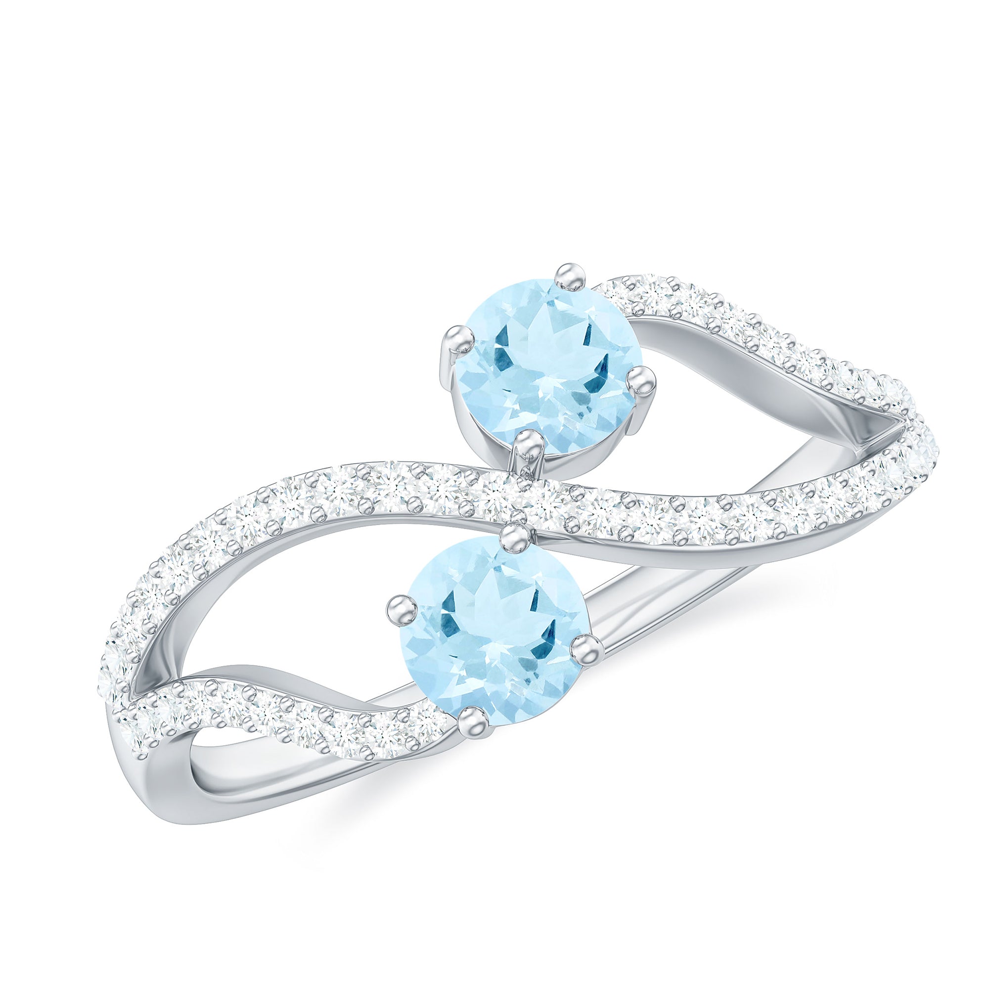 1 CT Minimal Aquamarine and Diamond Engagement Ring Aquamarine - ( AAA ) - Quality - Rosec Jewels