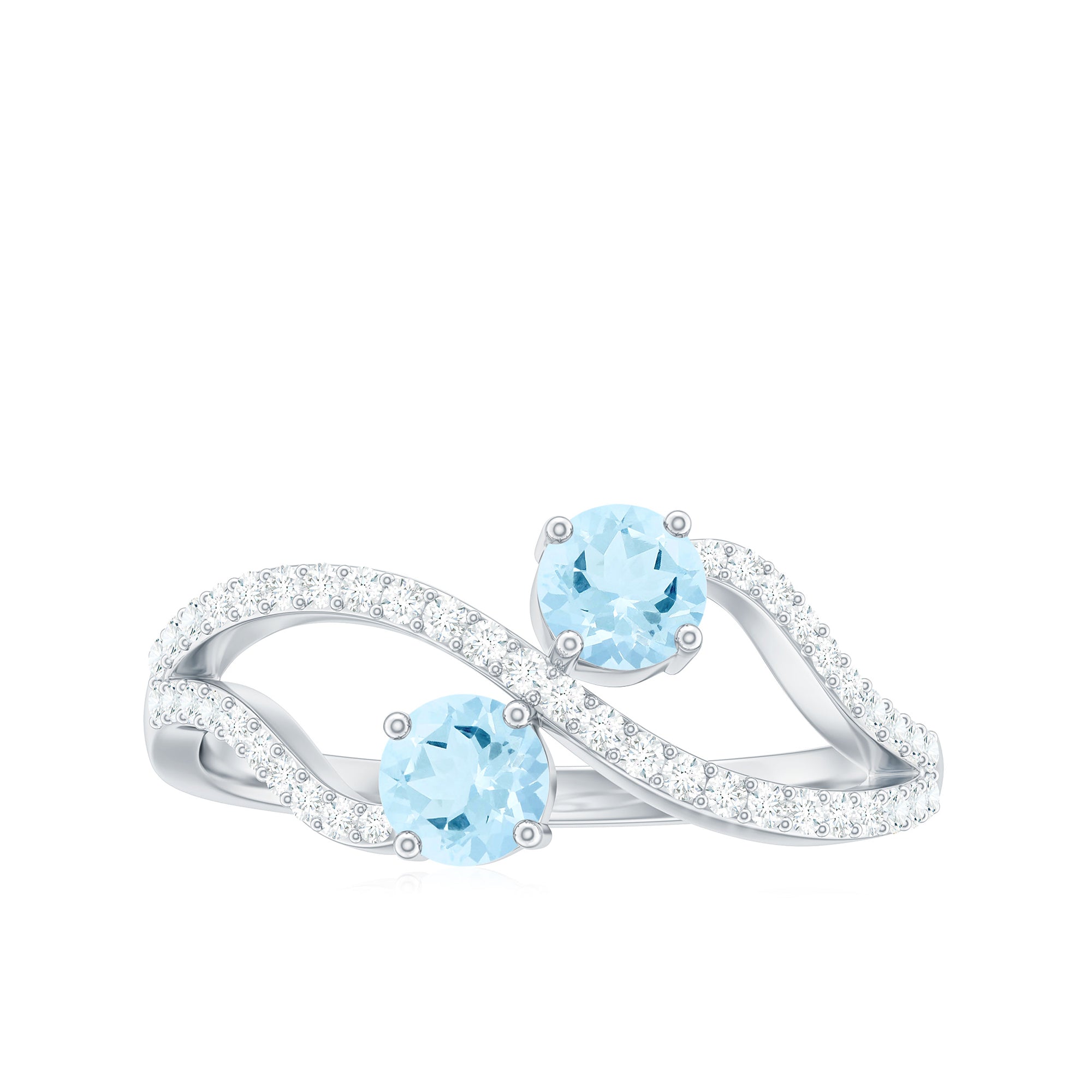 1 CT Minimal Aquamarine and Diamond Engagement Ring Aquamarine - ( AAA ) - Quality - Rosec Jewels