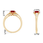 Lab-Created Ruby Solitaire Engagement Ring with Diamond Lab Created Ruby - ( AAAA ) - Quality - Rosec Jewels