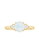 1.50 CT Moonstone Solitaire Engagement Ring with Diamond Trio Moonstone - ( AAA ) - Quality - Rosec Jewels