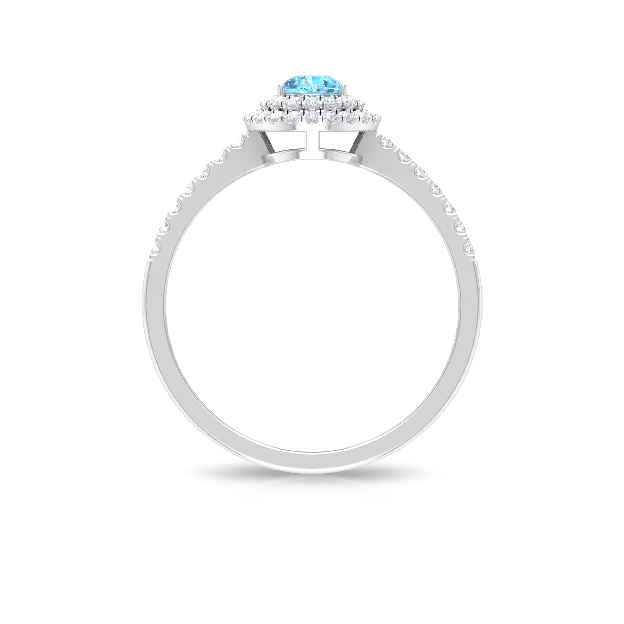 1 CT Classic Aquamarine and Diamond Teardrop Engagement Ring Aquamarine - ( AAA ) - Quality - Rosec Jewels