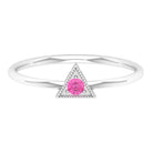 Triangle Shape Ring for Women with Pink Sapphire and Milgrain Detailing Pink Sapphire - ( AAA ) - Quality - Rosec Jewels