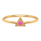 Triangle Shape Ring for Women with Pink Sapphire and Milgrain Detailing Pink Sapphire - ( AAA ) - Quality - Rosec Jewels