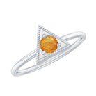 Triangle Shape Ring for Women with Orange Sapphire and Milgrain Detailing Orange Sapphire - ( AAA ) - Quality - Rosec Jewels