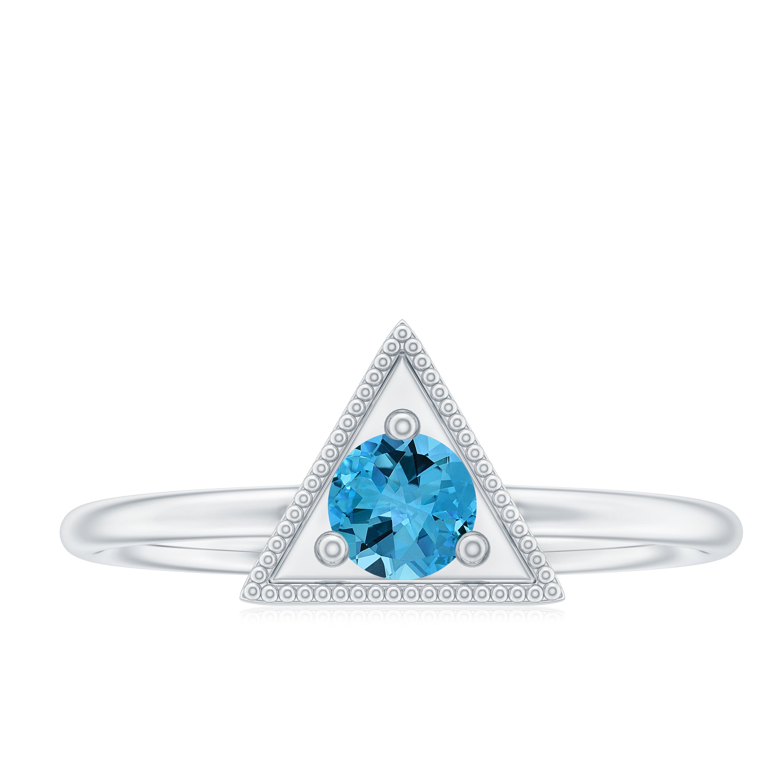 Triangle Shape Ring for Women with Swiss Blue Topaz and Milgrain Detailing Swiss Blue Topaz - ( AAA ) - Quality - Rosec Jewels