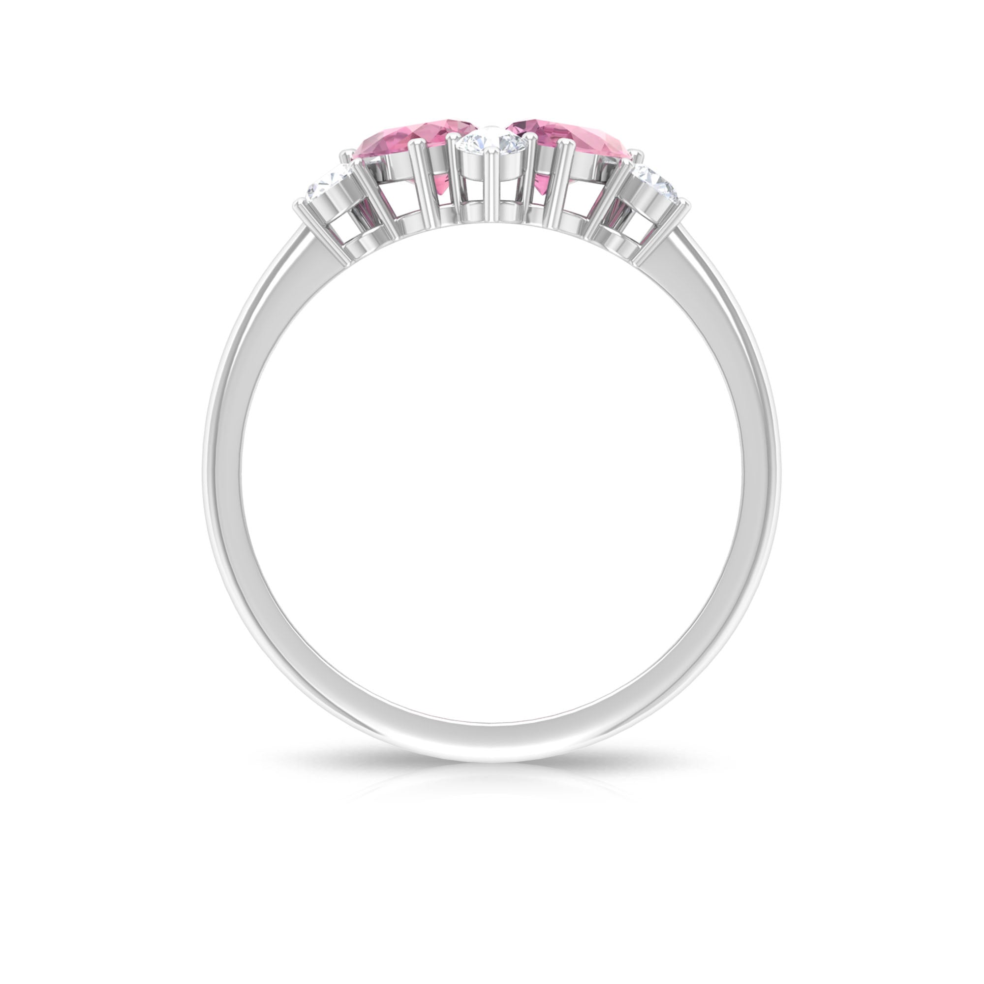 1.25 CT Pear Cut Pink Tourmaline and Round Diamond Cluster Ring in Prong Setting Pink Tourmaline - ( AAA ) - Quality - Rosec Jewels