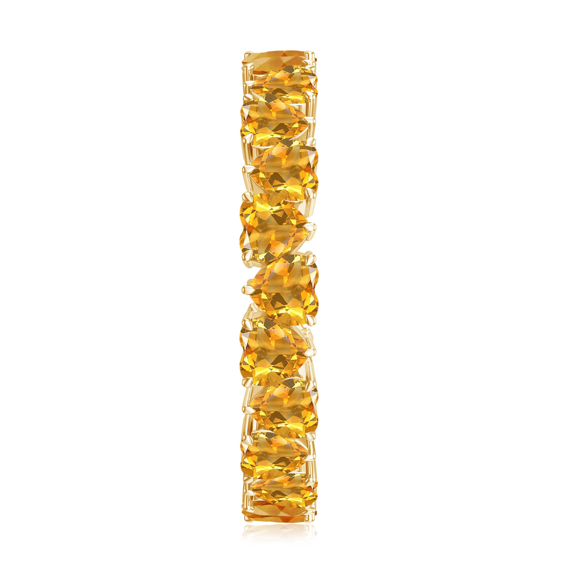 Yellow Heart Cut Citrine Eternity Ring in Claw Setting Citrine - ( AAA ) - Quality - Rosec Jewels