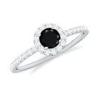 Round Black Diamond Minimal Engagement Ring Black Diamond - ( AAA ) - Quality - Rosec Jewels