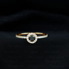 Round Black Diamond Minimal Engagement Ring Black Diamond - ( AAA ) - Quality - Rosec Jewels