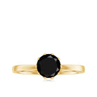 3/4 CT Natural Black Spinel Solitaire Ring in Lotus Basket Setting Black Spinel - ( AAA ) - Quality - Rosec Jewels