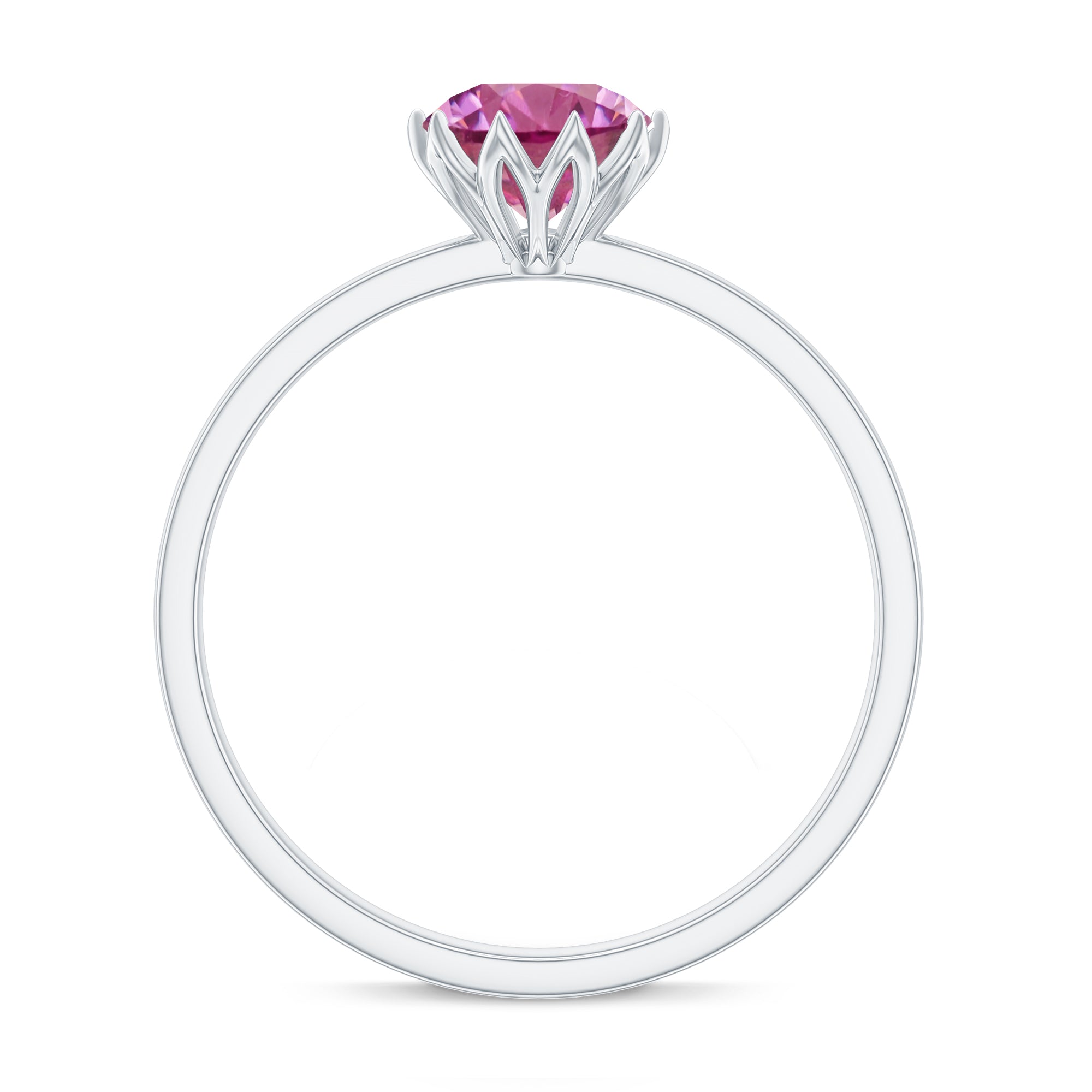 Natural Pink Tourmaline Solitaire Ring in Lotus Basket Setting Pink Tourmaline - ( AAA ) - Quality - Rosec Jewels