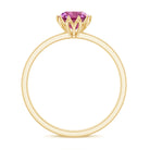 Natural Pink Tourmaline Solitaire Ring in Lotus Basket Setting Pink Tourmaline - ( AAA ) - Quality - Rosec Jewels