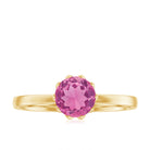 Natural Pink Tourmaline Solitaire Ring in Lotus Basket Setting Pink Tourmaline - ( AAA ) - Quality - Rosec Jewels