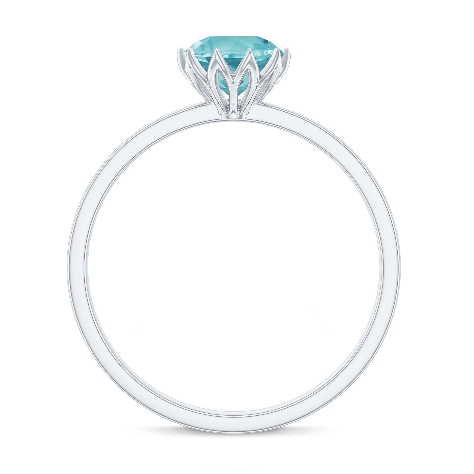 Solitaire Sky Blue Topaz Ring in Lotus Basket Setting Sky Blue Topaz - ( AAA ) - Quality - Rosec Jewels