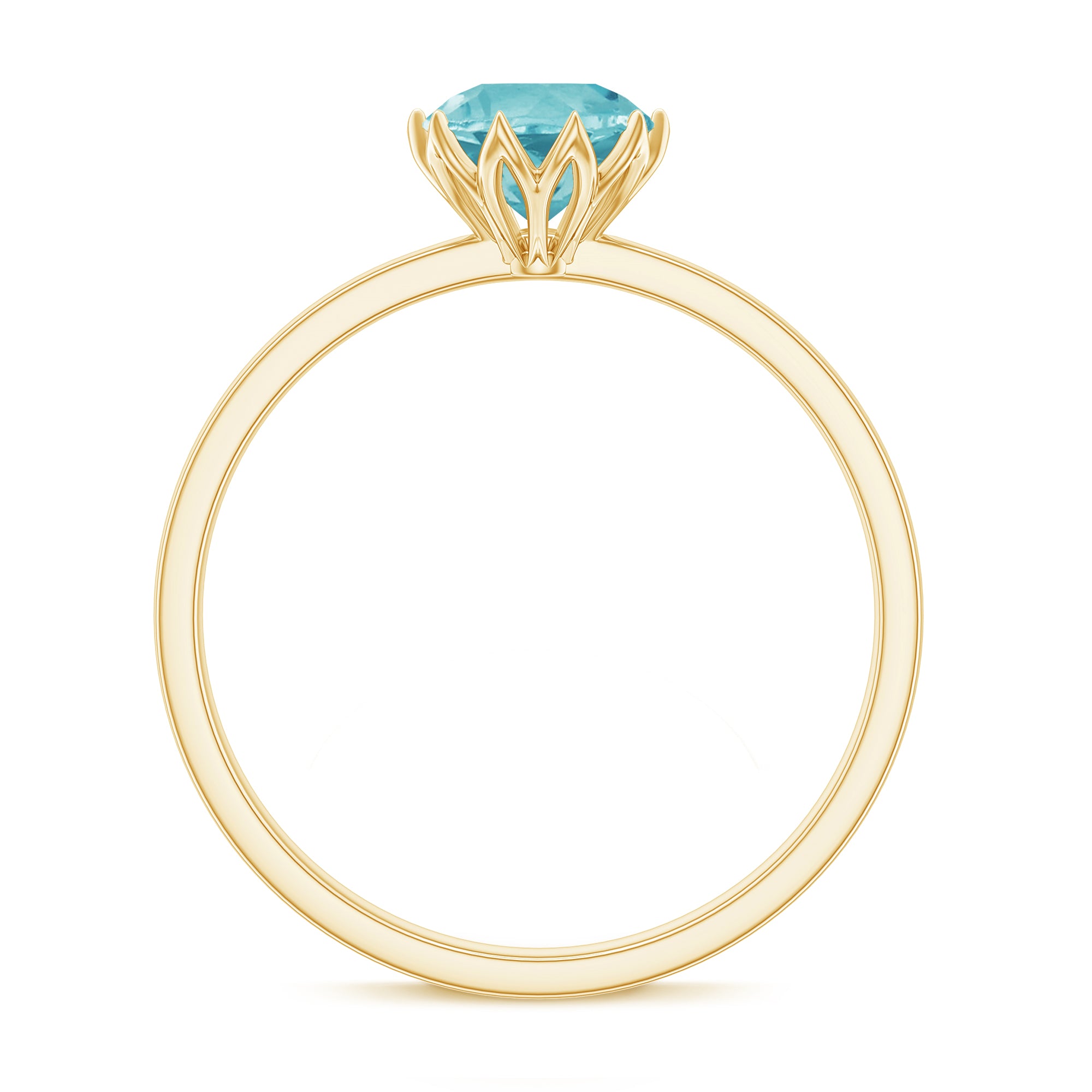 Solitaire Sky Blue Topaz Ring in Lotus Basket Setting Sky Blue Topaz - ( AAA ) - Quality - Rosec Jewels