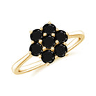 3/4 CT Round Shape Black Spinel Cluster Flower Ring Black Spinel - ( AAA ) - Quality - Rosec Jewels