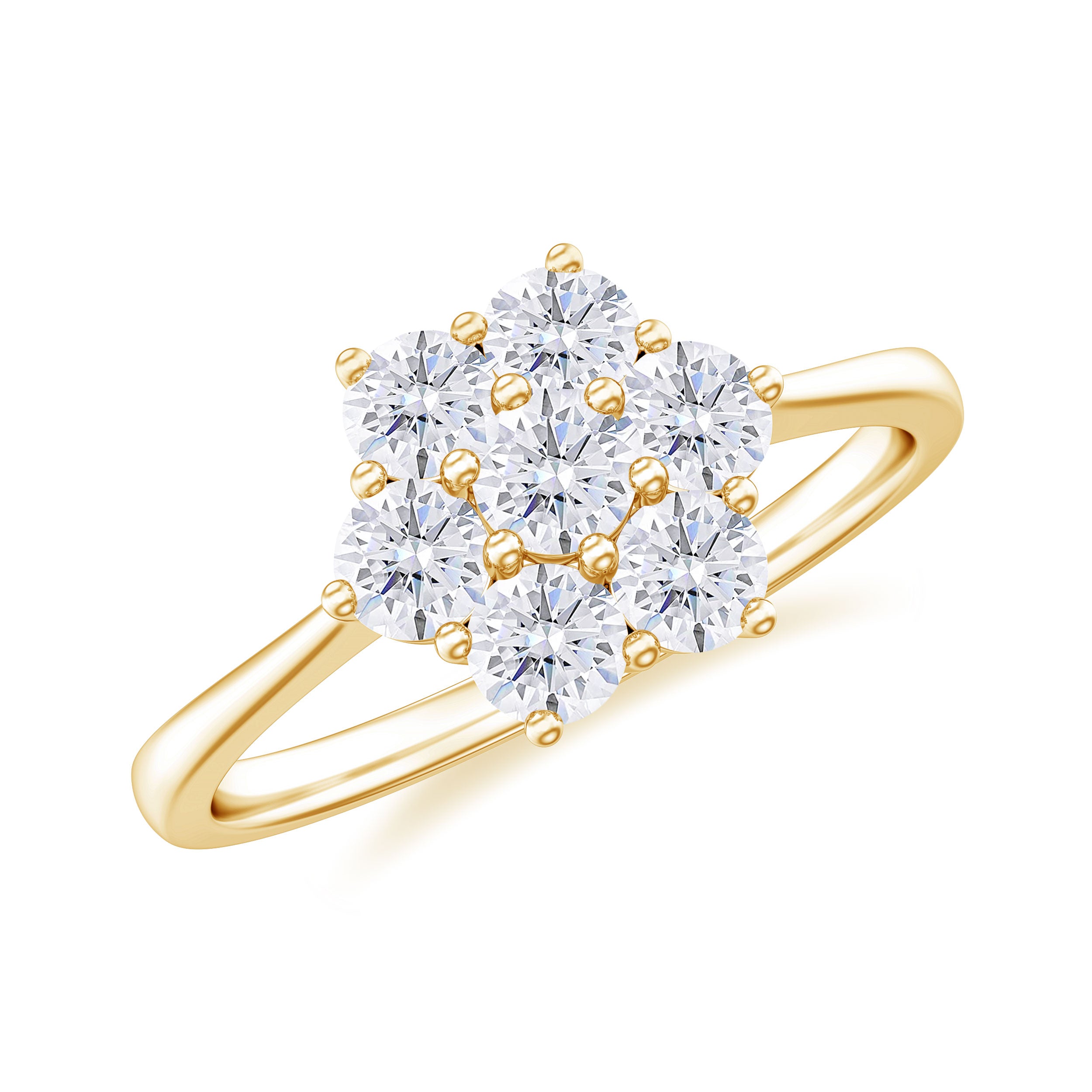 1 CT Round Shape Diamond Cluster Flower Ring Diamond - ( HI-SI ) - Color and Clarity - Rosec Jewels