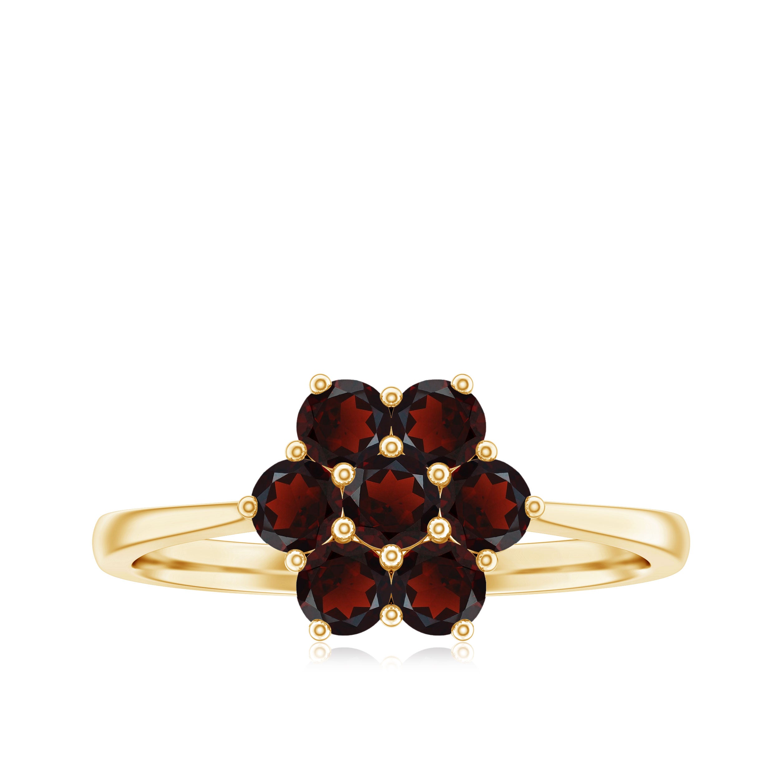 1 CT Round Shape Garnet Cluster Flower Ring Garnet - ( AAA ) - Quality - Rosec Jewels