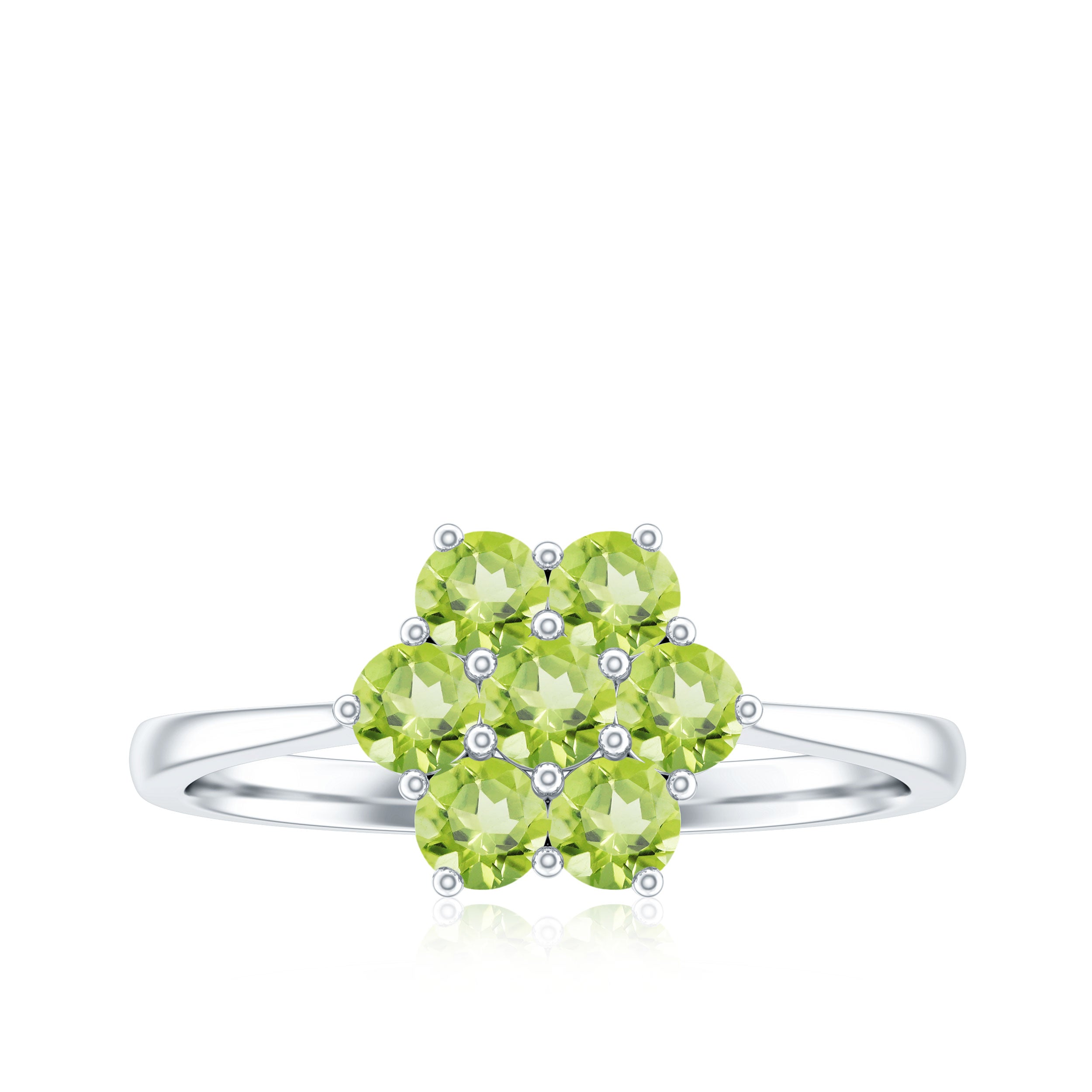 1.25 CT Round Shape Peridot Cluster Flower Ring Peridot - ( AAA ) - Quality - Rosec Jewels