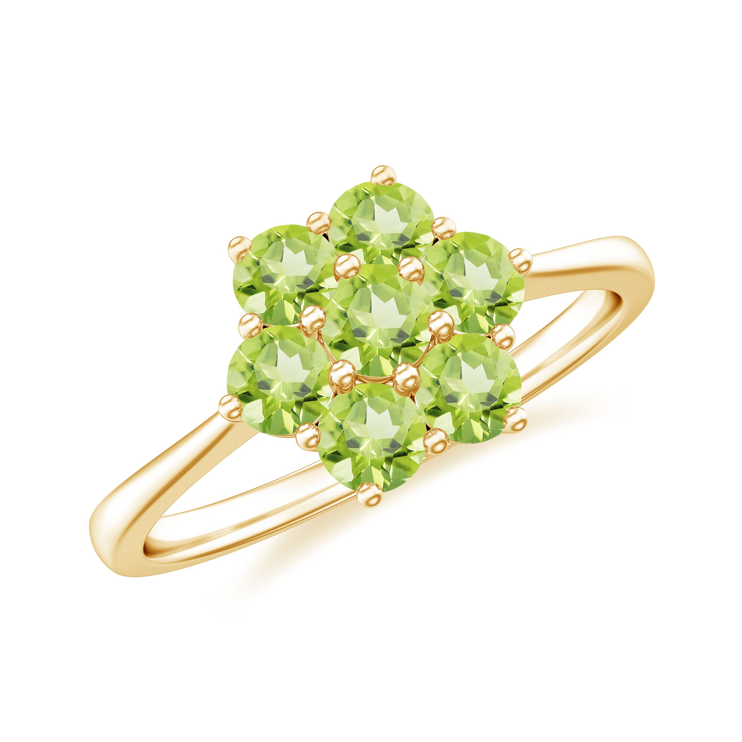 1.25 CT Round Shape Peridot Cluster Flower Ring Peridot - ( AAA ) - Quality - Rosec Jewels