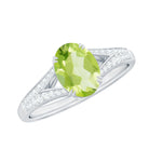 1.25 CT Peridot Solitaire Engagement Ring with Diamond Accent Peridot - ( AAA ) - Quality - Rosec Jewels