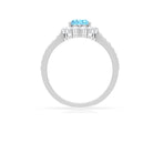 2.50 CT Oval Shape Solitaire Aquamarine and Moissanite Accent Engagement Ring Aquamarine - ( AAA ) - Quality - Rosec Jewels