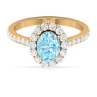 2.50 CT Oval Shape Solitaire Aquamarine and Moissanite Accent Engagement Ring Aquamarine - ( AAA ) - Quality - Rosec Jewels