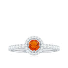 0.75 CT Fire Opal and Diamond Halo Engagement Ring Fire Opal - ( AAA ) - Quality - Rosec Jewels