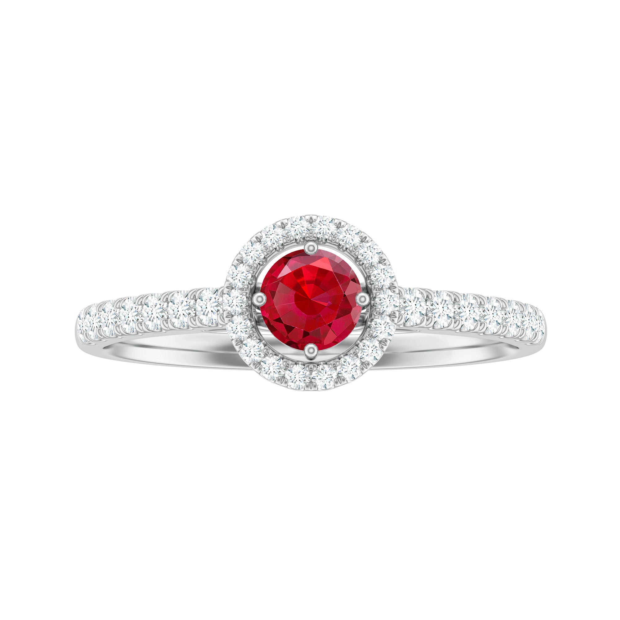 Lab-Created Ruby and Diamond Engagement Ring Lab Created Ruby - ( AAAA ) - Quality - Rosec Jewels