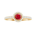 Lab-Created Ruby and Diamond Engagement Ring Lab Created Ruby - ( AAAA ) - Quality - Rosec Jewels