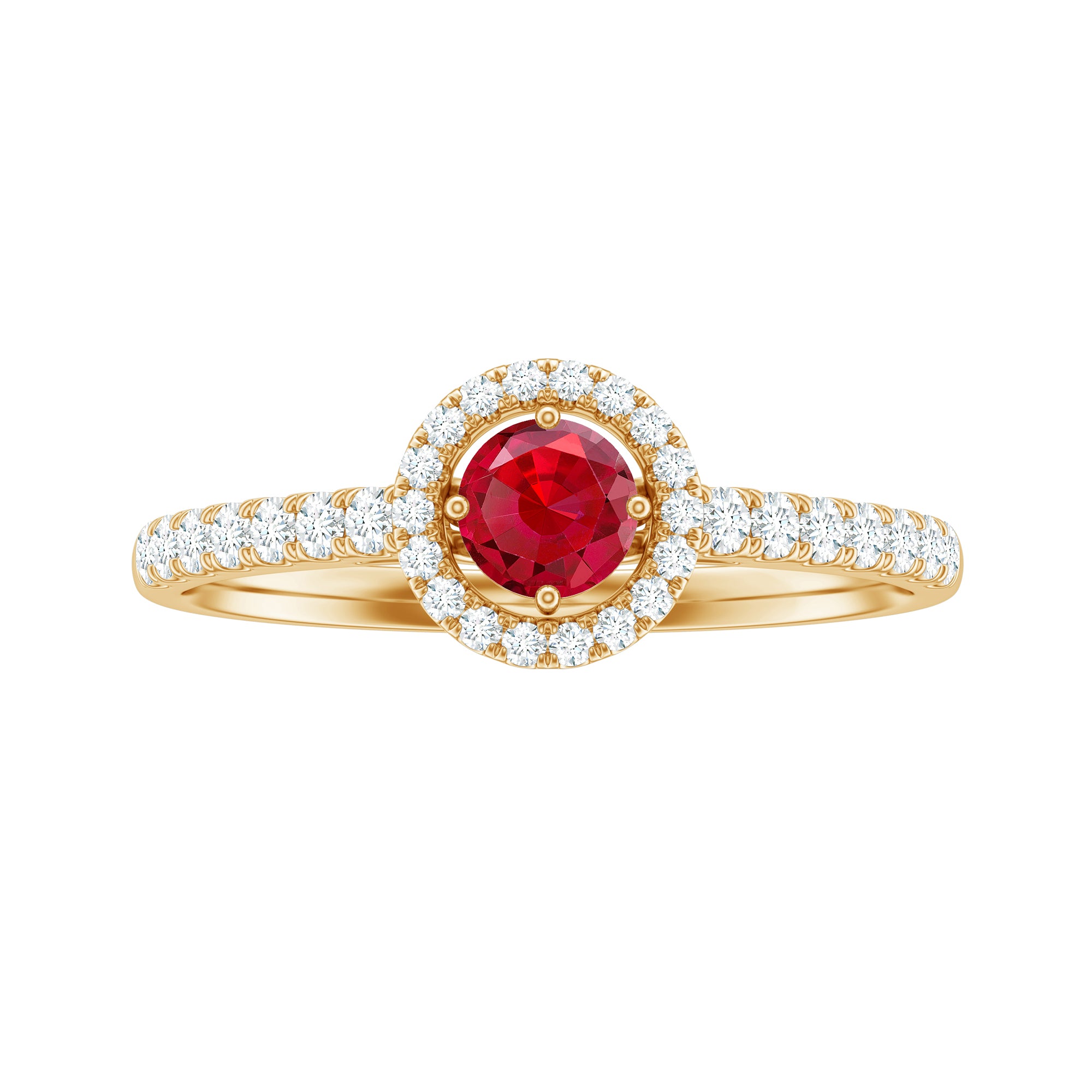 Lab-Created Ruby and Diamond Engagement Ring Lab Created Ruby - ( AAAA ) - Quality - Rosec Jewels