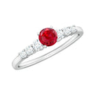 Graduated Style Lab-Lab Grown Ruby and Diamond Promise Ring Lab Created Ruby - ( AAAA ) - Quality - Rosec Jewels