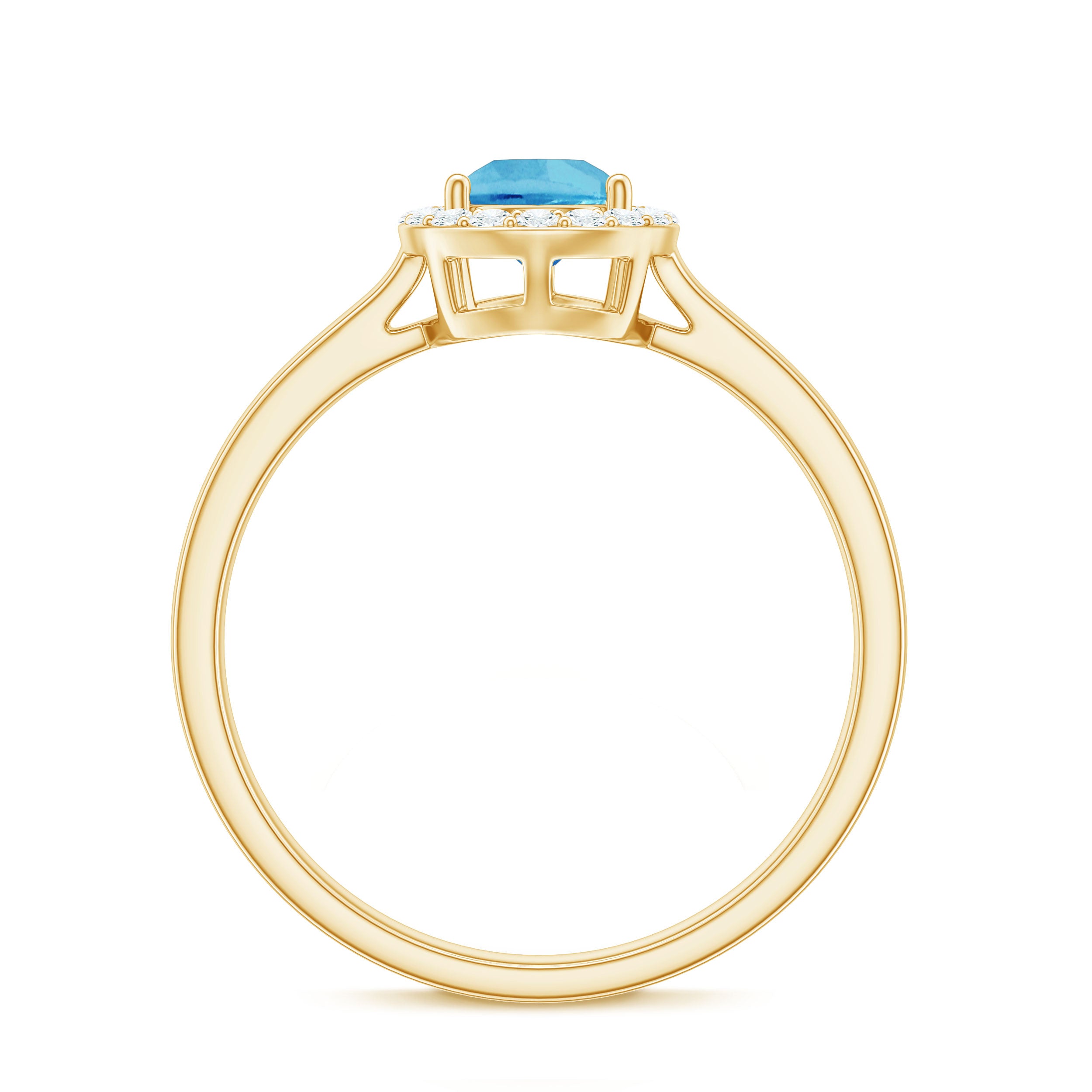 Teardrop Swiss Blue Topaz Ring with Diamond Accent Swiss Blue Topaz - ( AAA ) - Quality - Rosec Jewels