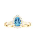 Teardrop Swiss Blue Topaz Ring with Diamond Accent Swiss Blue Topaz - ( AAA ) - Quality - Rosec Jewels