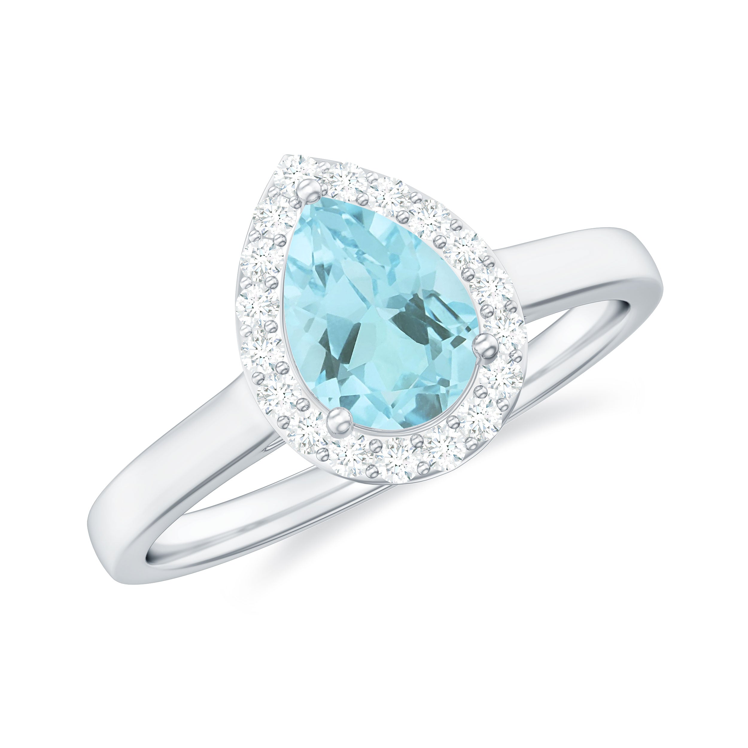 Teardrop Sky Blue Topaz Ring with Diamond Accent Sky Blue Topaz - ( AAA ) - Quality - Rosec Jewels