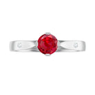 Round Lab Grown Ruby Solitaire Ring with Diamond Lab Created Ruby - ( AAAA ) - Quality - Rosec Jewels