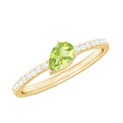 Peridot Solitaire Ring with Diamond Side Stones Peridot - ( AAA ) - Quality - Rosec Jewels