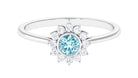 3/4 CT Minimal Aquamarine and Diamond Halo Promise Ring Aquamarine - ( AAA ) - Quality - Rosec Jewels