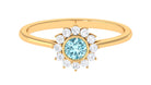 3/4 CT Minimal Aquamarine and Diamond Halo Promise Ring Aquamarine - ( AAA ) - Quality - Rosec Jewels