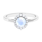 3/4 CT Natural Moonstone Engagement Ring with Diamond Accent Moonstone - ( AAA ) - Quality - Rosec Jewels