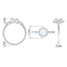 3/4 CT Natural Moonstone Engagement Ring with Diamond Accent Moonstone - ( AAA ) - Quality - Rosec Jewels