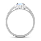 3/4 CT Natural Moonstone Engagement Ring with Diamond Accent Moonstone - ( AAA ) - Quality - Rosec Jewels