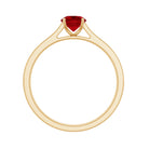 Round Lab Grown Ruby Solitaire Engagement Ring with Diamond Side Stones Lab Created Ruby - ( AAAA ) - Quality - Rosec Jewels