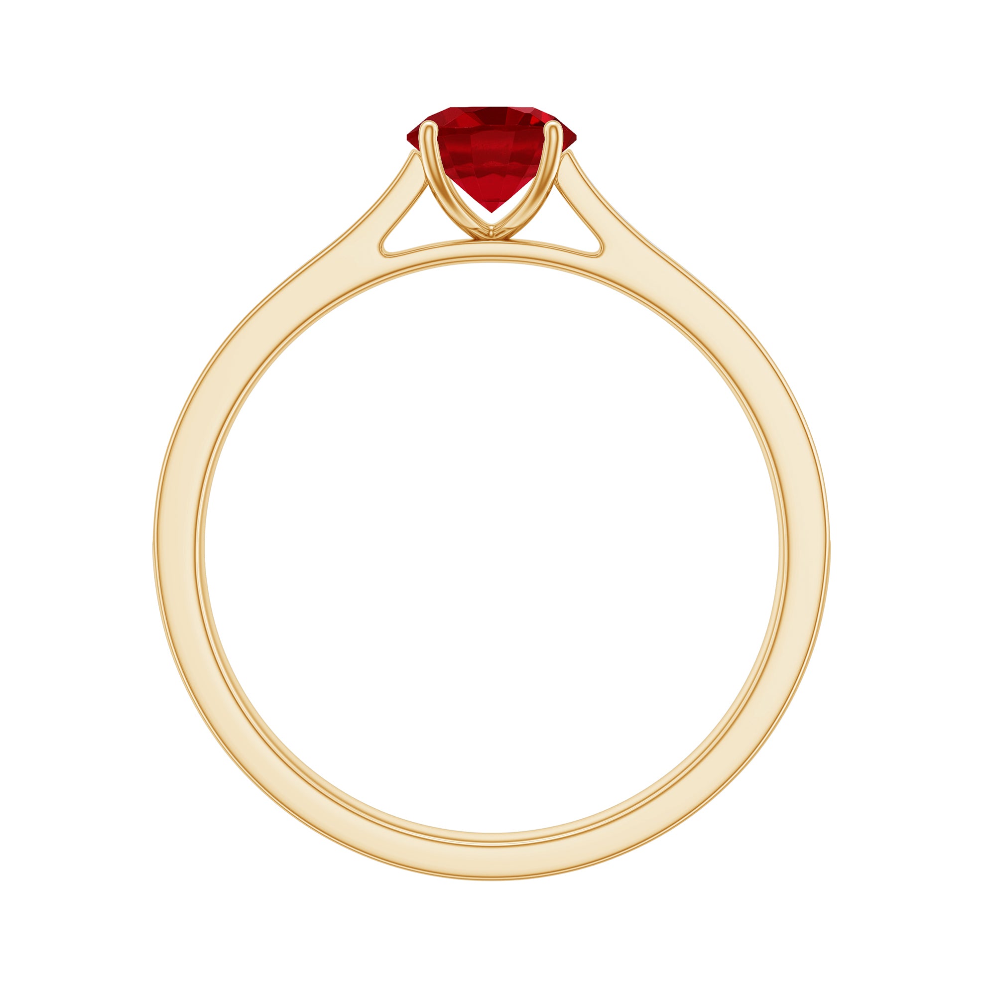 Round Lab Grown Ruby Solitaire Engagement Ring with Diamond Side Stones Lab Created Ruby - ( AAAA ) - Quality - Rosec Jewels