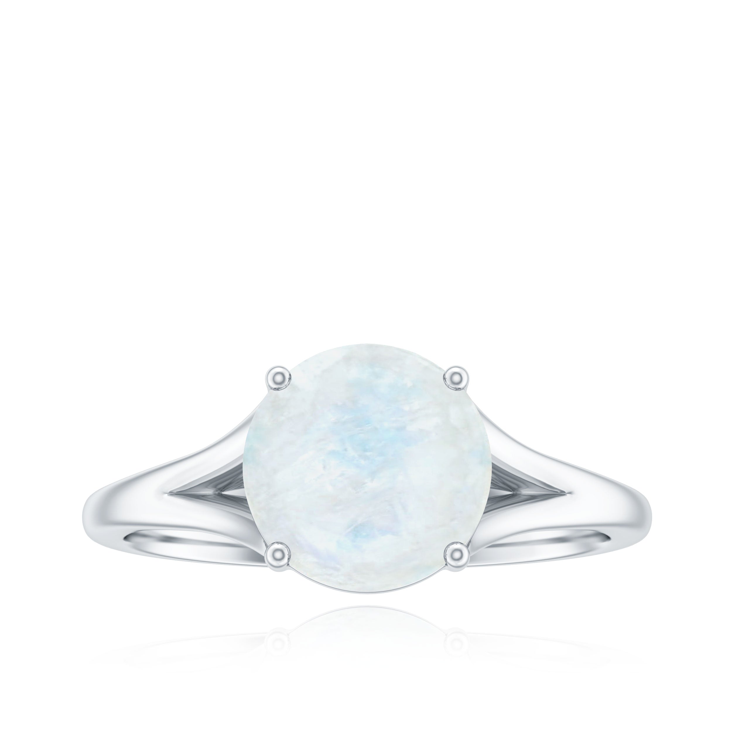 1 CT Natural Moonstone Solitaire Ring with Surprise Diamond Moonstone - ( AAA ) - Quality - Rosec Jewels