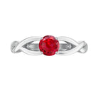 Solitaire Created Ruby Crossover Ring with Surprise Diamond Lab Created Ruby - ( AAAA ) - Quality - Rosec Jewels