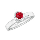 Created Ruby Solitaire Band Ring with Diamond Lab Created Ruby - ( AAAA ) - Quality - Rosec Jewels