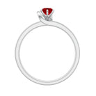 Created Ruby Solitaire Band Ring with Diamond Lab Created Ruby - ( AAAA ) - Quality - Rosec Jewels