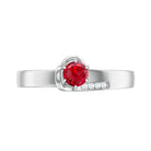 Created Ruby Solitaire Band Ring with Diamond Lab Created Ruby - ( AAAA ) - Quality - Rosec Jewels