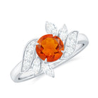 1.25 CT Fire Opal Flower Engagement Ring with Diamond Fire Opal - ( AAA ) - Quality - Rosec Jewels